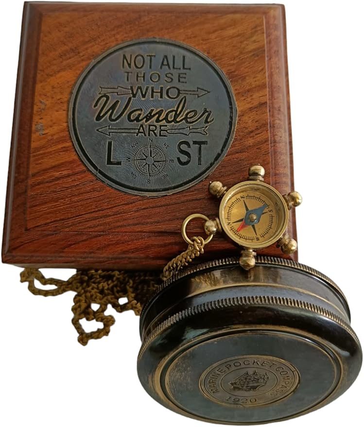 Brass Vintage Navigational Nautical Poem Compass with Beautiful Necklace, Made, Valentine Gift, Beautiful Bond, 100% Handmade, Directional Antique Gift by Decor Hunt