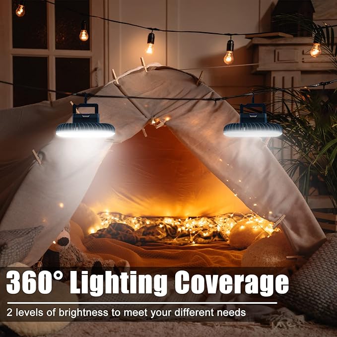 Portable Camping Fan with LED Lantern XTAUTO USB Rechargeable Waterproof Tent Fan with Hanging Hook Magnet Survival Kits for Indoor Outdoor Hiking Car Office Desk Outdoor Emergency Power Outage