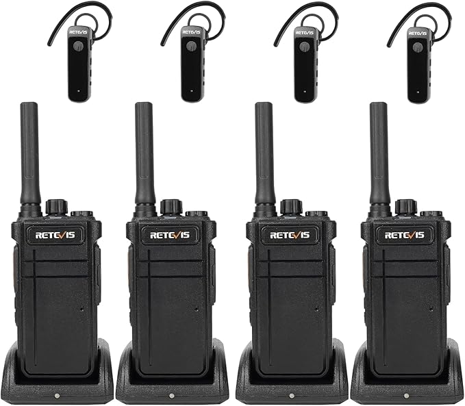 Retevis RB37 New Version,Bluetooth Walkie Talkies,2 Way Radio with Earpiece,VOX,2000mAh,USB-C,Wireless Walkie Talkie for School Hospital Retail Manufacture (4 Pack)
