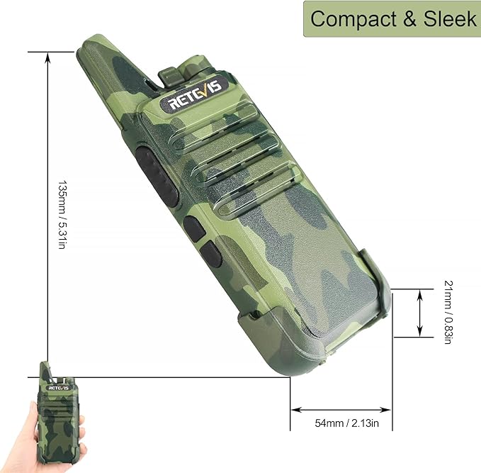 Retevis RT22 Walkie Talkies with Earpiece, Portable FRS Two-Way Radios, Camouflage, Compact, Lightweight, VOX Hands Free, Handheld 2 Way Radio with Headsets(10 Pack)