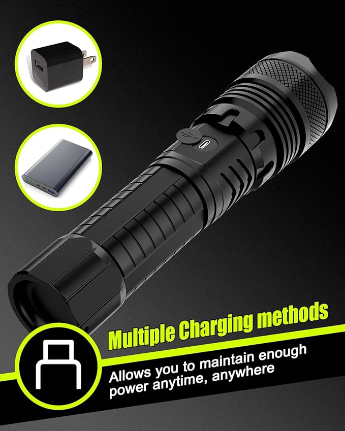 Victoper LED Flashlights 2 Pack, High Powered Lumens Super Bright Tactical Flashlight, Rechargeable Flash Light, 5 Modes Zoomable Waterproof Flash Lights for Emergency, Outdoor, Camping, Hiking