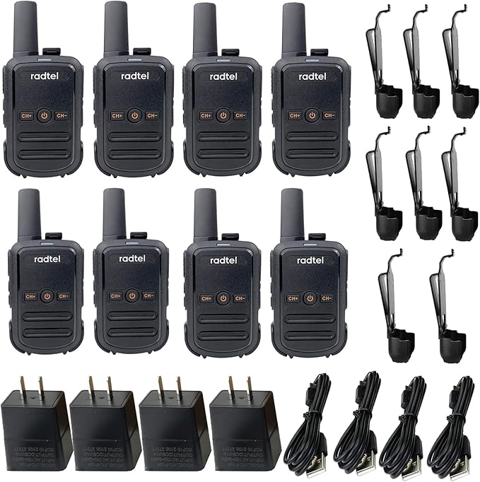 Radtel RT12 Rechargeable Walkie Talkies for Adults Long Range Handheld FRS Two Way Radio 16CH Handsfree VOX for Camping Hiking (8 PCS)