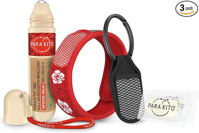 PARA'KITO Mosquito Repellent Bundle - 1 Roll-on | 1 Wristband | 1 Clip (Roll-on + Hawaii + Black)