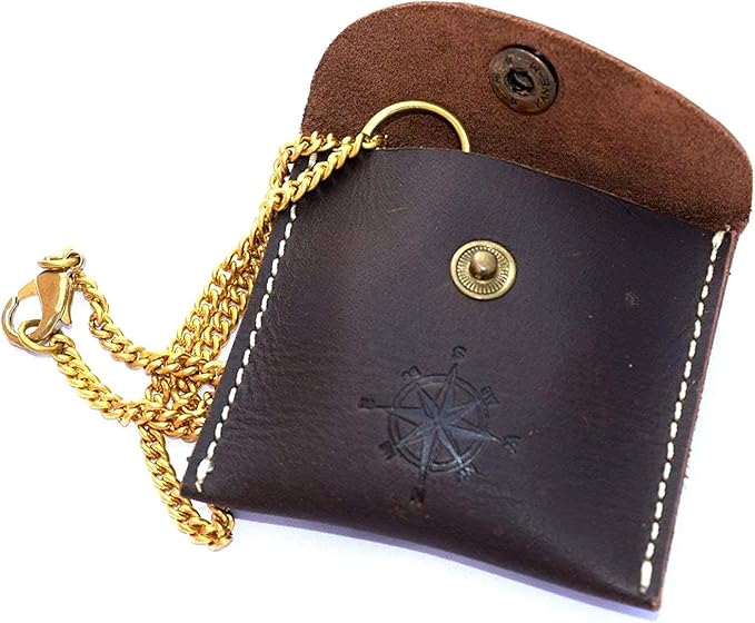 Nautical Vintage Compass Solid Brass Compass in a Black Leather Case Rustic Vintage Home Decor Gifts