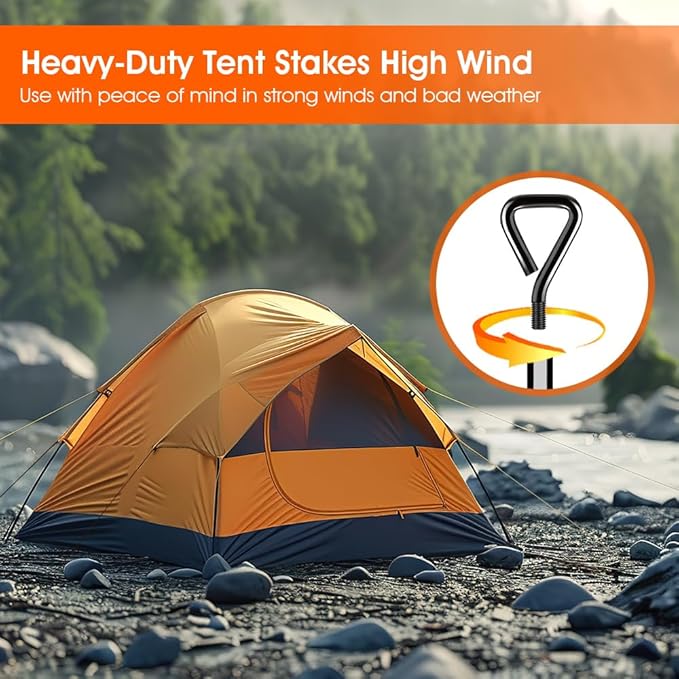 Ground Anchors Screw in Tent Stakes Heavy Duty Trampoline Stakes High Winds, Ground Anchors for Camping Tent, Canopies, Carports, Sheds, Swing Sets, Canopy Stakes Kit, Mobile Home Anchors 4 Pack