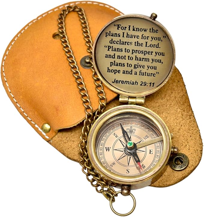 FYNJREX for i Know Enrgraved Compass Religious Gift for Men Women boy Baptism First communiun Graduation Gift Christmas Unique Gift for Son Christian Gift for Teen Communion