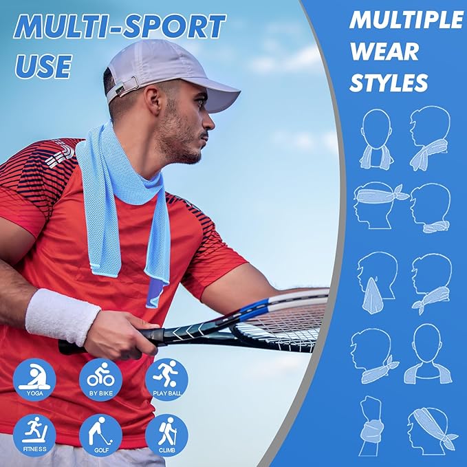 8 Pack (47"x12") Cooling Towels for Neck and Face Bulk, Ice Towel for Hot Weather, Soft Breathable Chilly Gym Towels, Microfiber Towel for Work Out, Yoga, Running, Camping & More Activities