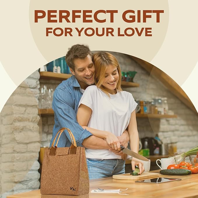VonNova Insulated Lunch Box for Women, 7L Capacity, Leakproof Lunch Tote Bag, Durable Lunchbox made from Cork Material, Adult Cooler Bag for Work, Picnic, Travel and more (Cork)