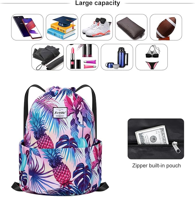 XEYOU Drawstring Sports Backpack Lightweight Gym Yoga Sackpack Shoulder Rucksack Casual Outdoor Daypack for Women and Men