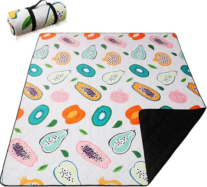 Picnic Blanket Extra Large(79" x 82"), 3-Layer Thickening Camping Blanket, Machine Washable Outdoor Blanket, Wear-Resistant, Soft and Comfortable, Sandproof Beach Mat for Beach, Park, Lawn