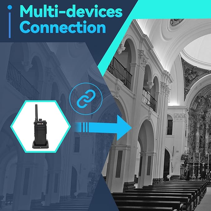 Retevis RB37 Bluetooth Walkie Talkies, Portable FRS Two-Way Radios for Adults, with Bluetooth Mic, Auto-Pair, VOX, Type-C, License Free Radios Walkie Talkie for Church Security, Camping,Hiking(2 Pack)