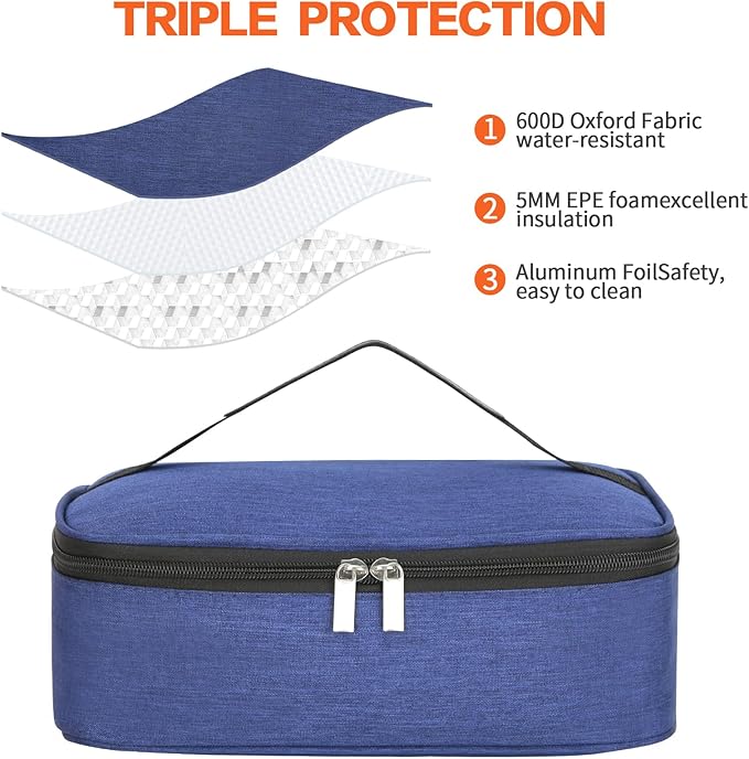 NATURAL STYLE Small Lunch Bag, Mini Portable Thermal Insulated Cooler Bag Lunch Box (Blue)