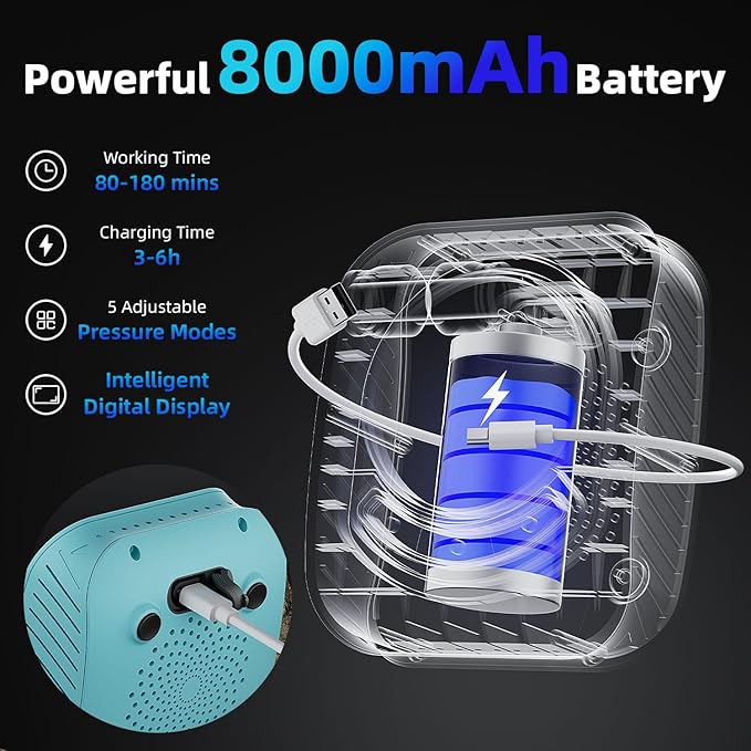 8000mAh Portable Camping Shower, Upgrade Rechargeable Electric Shower Pump with 5 Gallon Bucket, Intelligent LED Display,Portable Shower for Outdoor