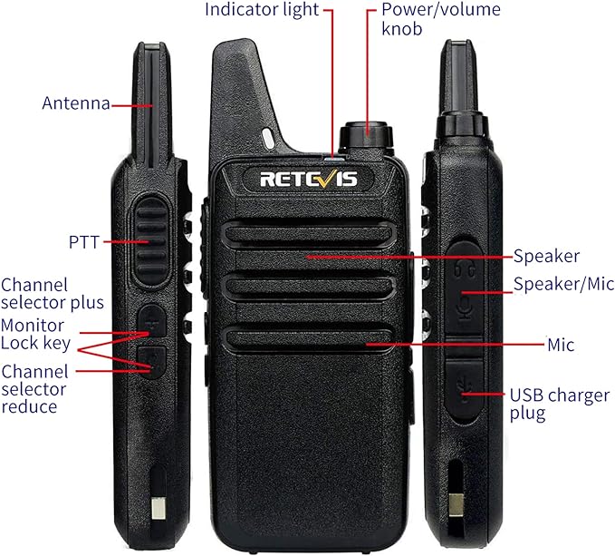 Retevis RT22 Walkie Talkies for Adults, Two Way Radios Long Range Rechargeable, VOX Handsfree, Mini Compact Walkie Talkie with USB Charger, for School Church Restaurant (6 Pack)