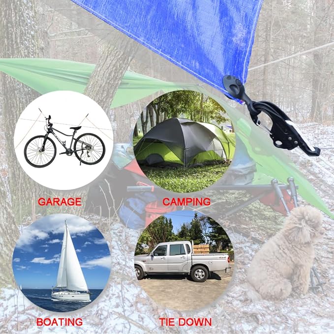 ORXPLUS TOOLS 2PCS Rope Tightener, Rope Tensioner, Tie Down Mechanism Lock Adjuster fits 1/10"-1/4" Cord for Camping, Outdoor, Garage, Boating, Fishing, Loading