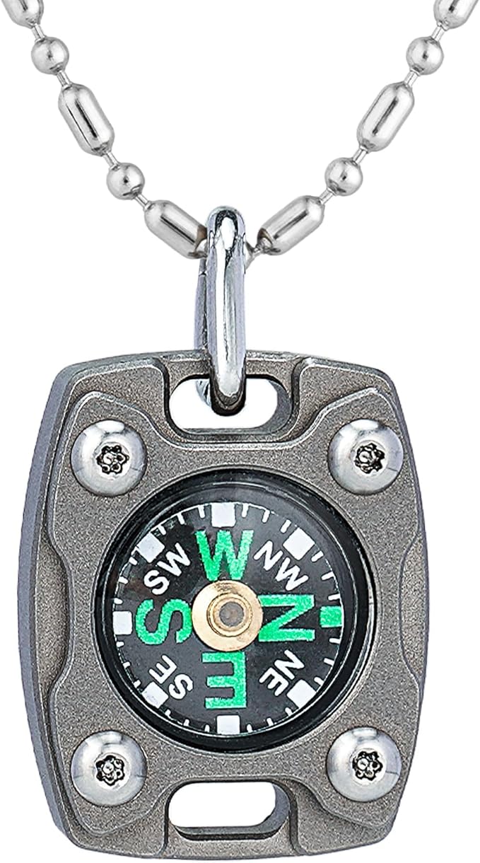 MecArmy CMP/CMP2 Mini Compass- Meaningful Graduation Birthday Gifts for Men Women, EDC Titanium/Brass/Copper Pocket Compass for Hiking SurvivaI, IPX5 Waterproof, Glow in The Dark, Necklace Pendant