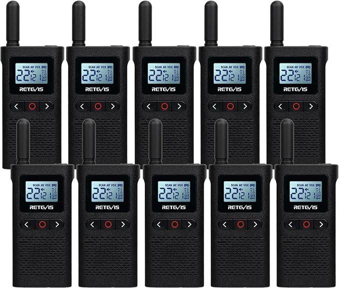 Retevis RB28 Walkie Talkie, Portable Two Way Radio, USB-C Walkie Talkies Rechargeable, Large LCD Screen, 1500mAh Battery, NOAA Weather Alert, for School Dental Church Restaurant Retail (10 Pack)