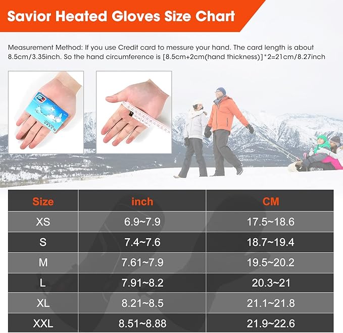 SAVIOR HEAT Heated Gloves for Women Men Rechargeable Electric Heated Ski Gloves with Touchscreen for Cold Weather