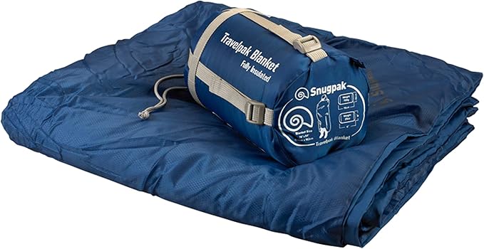 Snugpak Travelpak Blanket with Compression Stuff Sack, Lightweight, Petrol Blue, Standard 76 x 64 Inches
