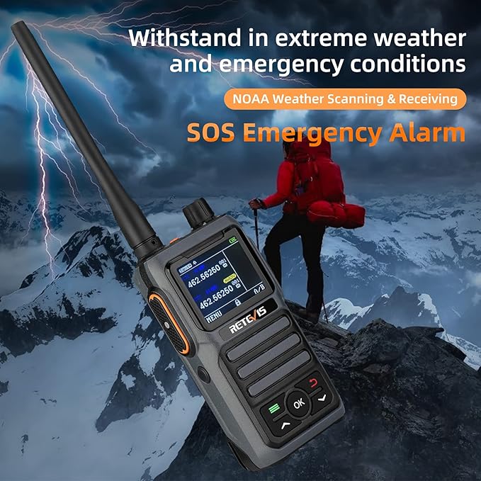 Retevis RB17P GMRS Handheld Radio,30 CH Long Range Walkie Talkie for Adults,SOS Siren,NOAA Weather Receiver Scan,2200mAh Rechargeable Two Way Radios for Off Road Camping Hiking (2 Pack)