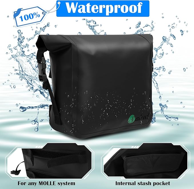 MOLLE Waterproof Dry Bag Compatible with YETI Bags, 3L Capacity Roll Top Dry Storage Bag Keeps Items Dry for Kayaking, Boating, Camping, Hiking, Fishing, Black