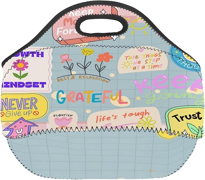 Neoprene Lunch Bags Thermal Insulated Lunch Tote Bag Reusable Washable Neoprene Picnic Bag for Women Men