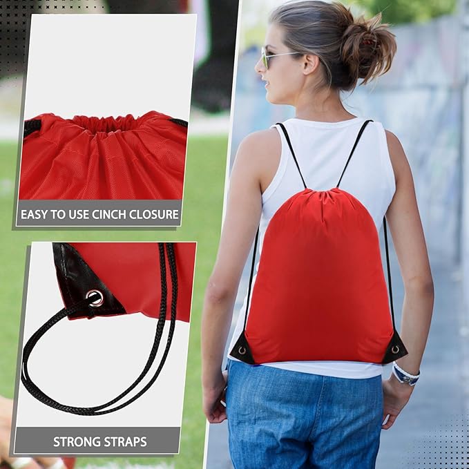 Shappy 60 Pcs Drawstring Backpack Bulk Sports Gym Cinch Bag Polyester String Bag for Men Women(10 Colors)