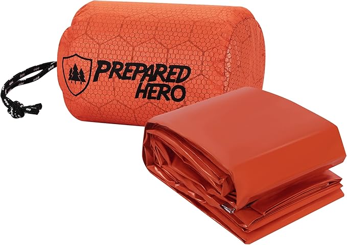 Prepared Hero Survival Bag - Emergency Sleeping Bag, Thermal Bivy Sack for Camping, Hiking, Outdoor. Lightweight, Portable, Survival Shelter.