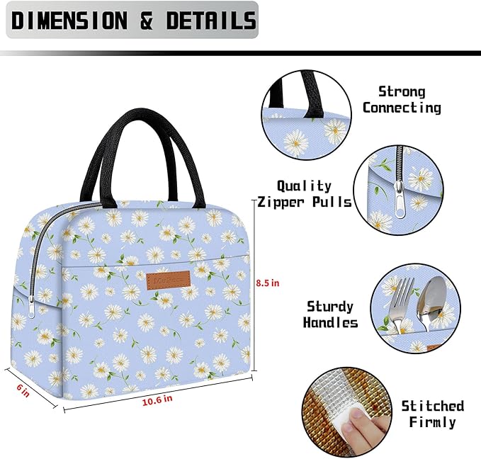 Cute Lunch Bag Women with Placemats, Insulated Lunch Box for Women, Placemats Keep Clean and Hygienic Durable Leakproof Thermal Bag High Capacity for Travel Picnic Insulated Lunch Bag