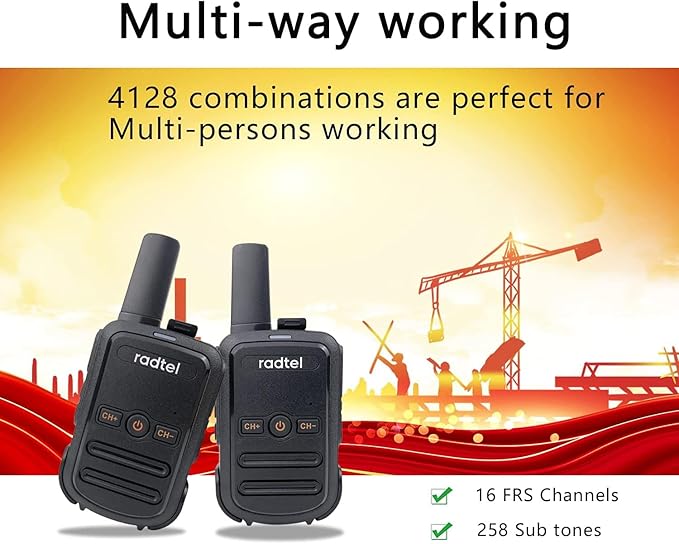 Radtel RT12 Rechargeable Walkie Talkies for Adults Long Range Handheld FRS Two Way Radio 16CH Handsfree VOX for Camping Hiking (8 PCS)