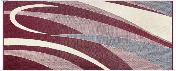 Stylish Camping Stylish Camping Reversible Graphic Patio Mat - 8' x 20', Burgundy/Black