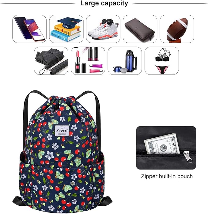 XEYOU Drawstring Sports Backpack Lightweight Gym Yoga Sackpack Shoulder Rucksack Casual Outdoor Daypack for Women and Men