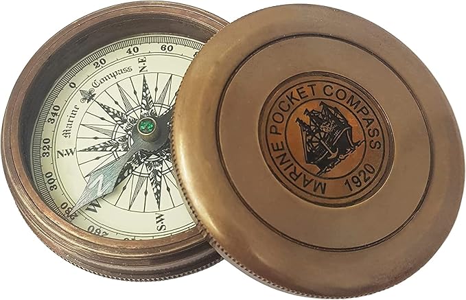 Brass Nautical 2'' Compass Replica Brass Pocket Transit Compass Robert Frost Poem Pocket Compass