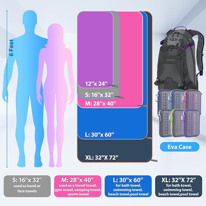 SHEEFLY Microfiber Camping Towel,Quick Dry Towel for Camping,Super Absorbent Ultra Soft Compact Lightweight Travel Towel Fast Dry Small Microfiber Towels for Body,Backpack,Fitness,Beach,Gym,Sport