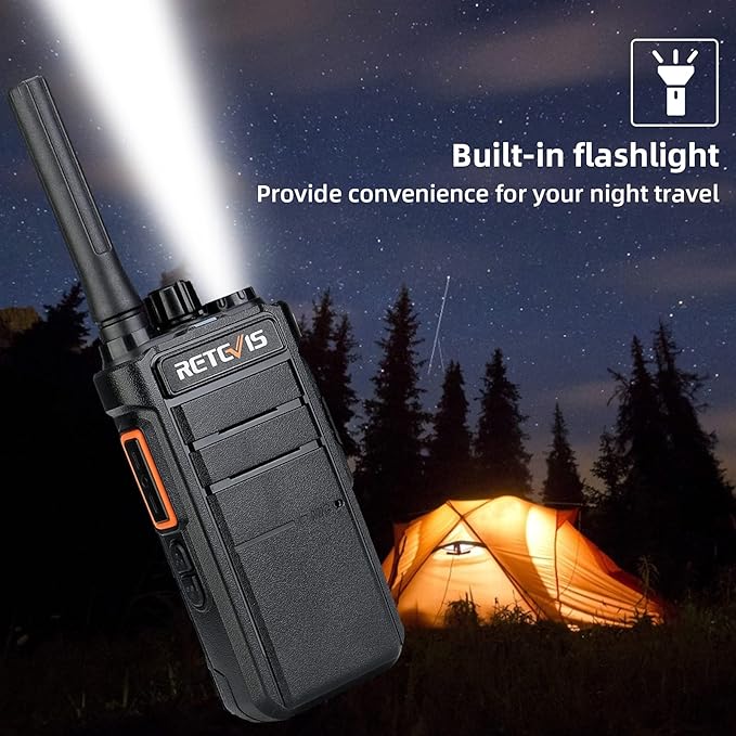 Retevis RB26 Walkie Talkies Long Range, Extended Range Two-Way Radios, Repeater Compatible, 2000mAh Rechargeable Battery, USB-C Charging, Flashlight, Compact Size, for Camping,Hiking(2 Pack)