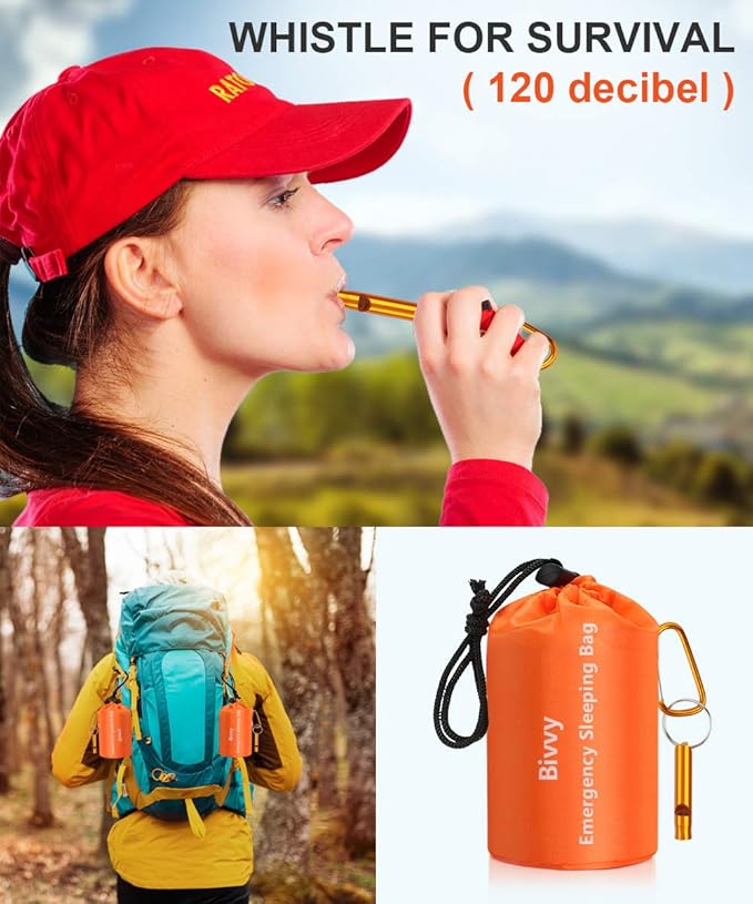 Emergency Sleeping Bags Thermal-Emergency-Blankets Ultralight Space Blankets Survival Waterproof Bivy Sack Multi-Purpose Survival Gear for Hiking, Camping, First Aid Kits, Outdoor Survival Gear