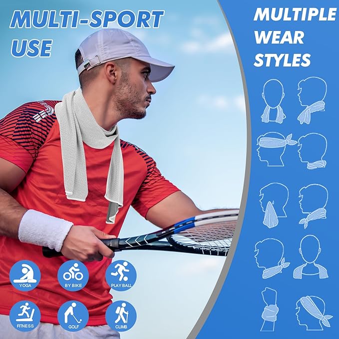 6 Pack Cooling Towels (47"x12") for Neck and Face, Ice Towel for Hot Weather, Soft Breathable Chilly Gym Towels, Microfiber Towel for Work Out, Yoga, Running, Camping & More Activities