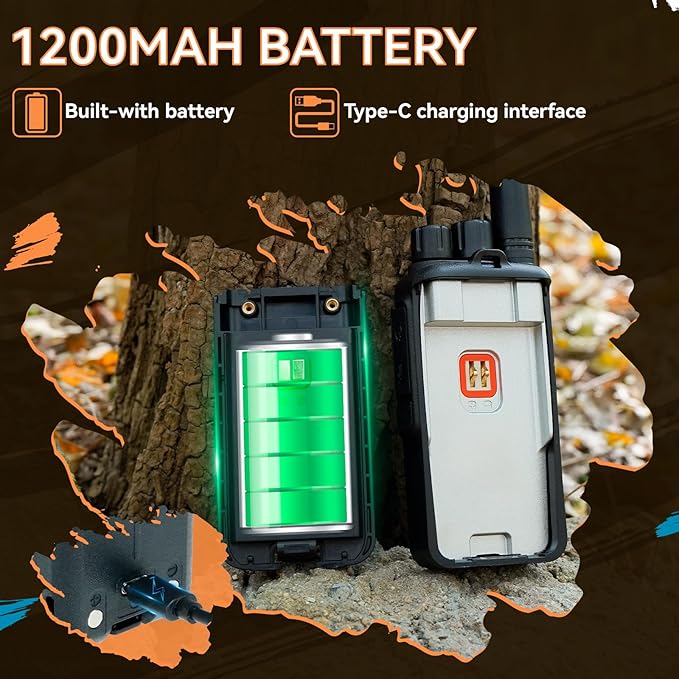 Retevis RA55 Mountain Radios, 148g Noise Reduction 2 Way Radio, 1200mAh Rocky Walkie Talkies Long Range, Carabiner Clip, Rechargeable Two Way Radios for Mountaineering, Climbing, Camping 2 Pcs
