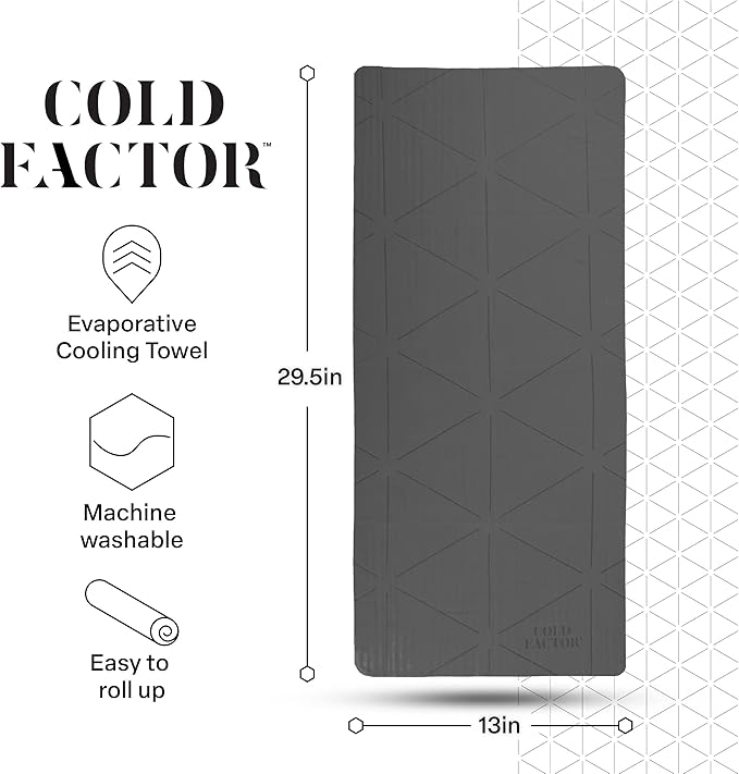 COLD FACTOR Cooling Neck Towel-Chill Pad Lasts 5 Hours Premium PVA Cooling Towel for Neck and Face-UPF 50+(Gray)