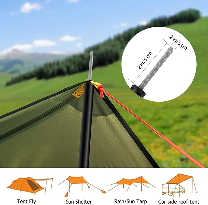 Tarp Poles Adjustable Heavy Duty 78.8 in Camping Tent Poles for Tarp Portable Telescoping Tent Poles for Awnings Canopy Rain Fly Shelter Set of 2