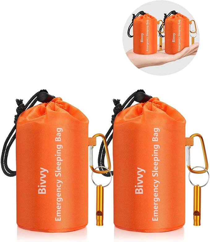 Emergency Sleeping Bags Thermal-Emergency-Blankets Ultralight Space Blankets Survival Waterproof Bivy Sack Multi-Purpose Survival Gear for Hiking, Camping, First Aid Kits, Outdoor Survival Gear