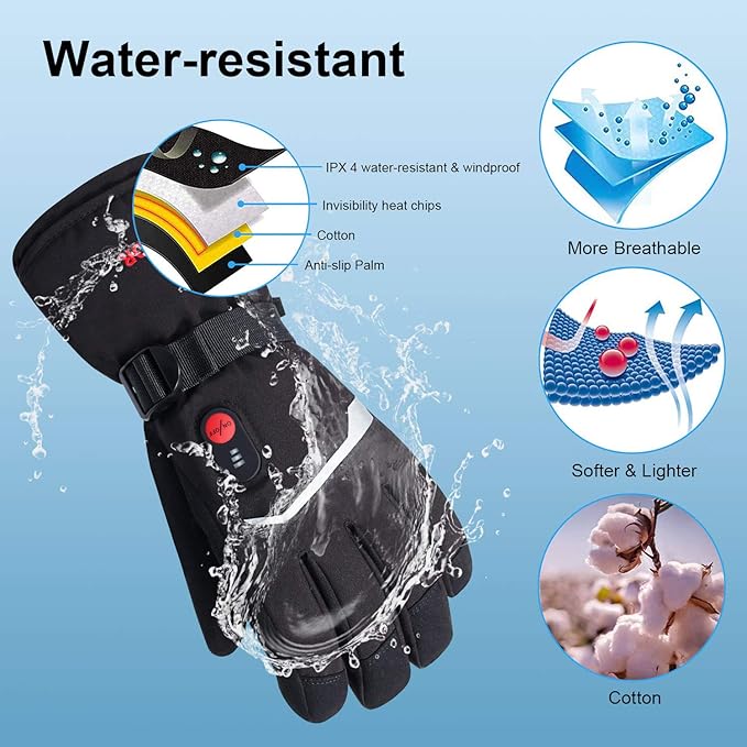SAVIOR HEAT Heated Gloves Electric Rechargeable Battery Men Women 7.4V Heating Gloves Ski Motorcycle Work Snowboarding Hunting Hiking Camping Walking Arthritis Hands