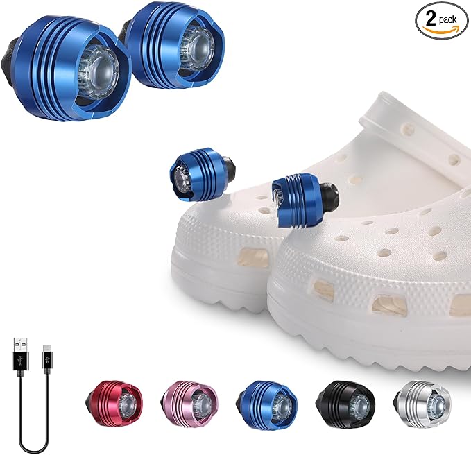 RAHAN Croc Lights for Shoes,2 PCS Croc Headlights,Light Up Charm Accessories for Kids Adults Croc, Hands-Free Night Light, Camping Lights,IP65 Waterproof Light, Blue