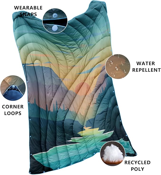 Camping Blanket,Lightweight Puffy Printed Camping Blanket Packable Outdoor Blanket for Camping,Traveling, Stadium, Hiking, Picnics