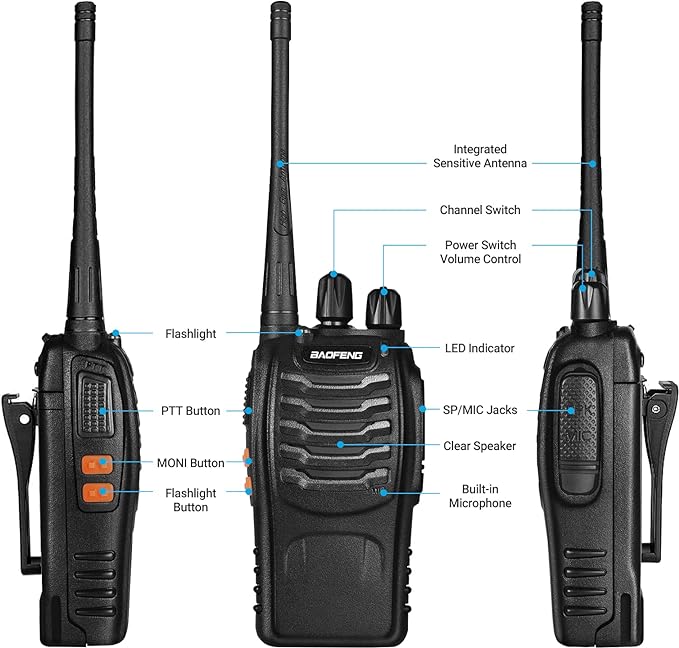 BAOFENG Walkie Talkies BF-888S Two Way Radio Long Range Rechargeable,Portable Radios,Handheld Walkie Talkie for Adults with Flashlight Li-ion Battery and Charger(10 Pack)