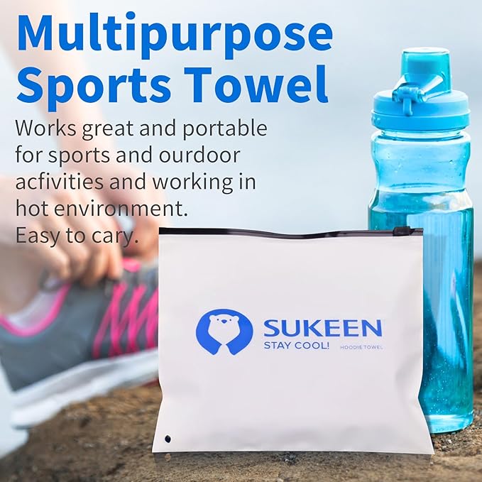 Sukeen Cooling Hoodie Towel - The Ultimate Accessory for Staying Cool and Comfortable in Hot Weather, Works Like Traditional Cooling Towels and with More Coverage and Style