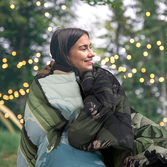 Outdoor Puffy Camping Blanket, Lightweight Windproof Warm Stadium Blanket, Packable Travel Camping Quilt for Cold Weather, Hiking, Backpacking, Sleeping, Hammock, Adventure 78"x 56"