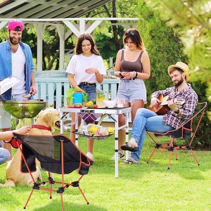 Sportneer Folding Table: Adjustable Height Camping Essentials 35.4" L x 23.6" W 2 Height with Mesh Layer - Compact & Portable Small Folding Table for Outdoor Camp Garden Picnic BBQ Dining Cooking
