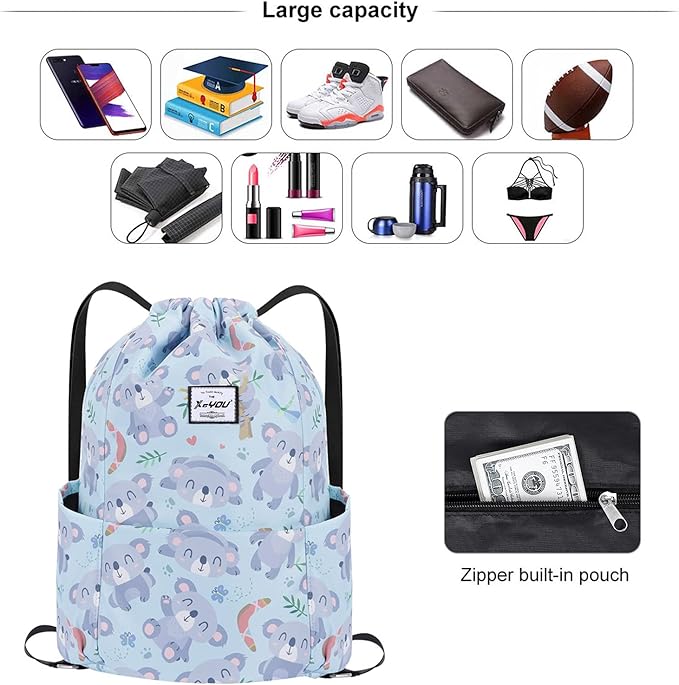 XEYOU Drawstring Sports Backpack Lightweight Gym Yoga Sackpack Shoulder Rucksack Casual Outdoor Daypack for Women and Men