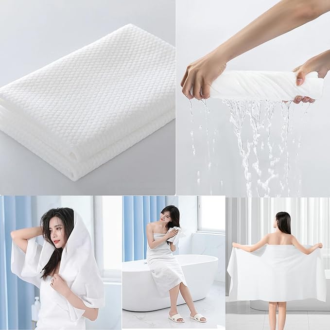 Large Compressed Towel Tablets Travel Disposable Reusable Bath Towel 55x27 inch for Swiming Travel Camping Hiking Beach Sports